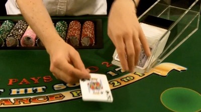 The card is out of the shoe The card is out of the shoe