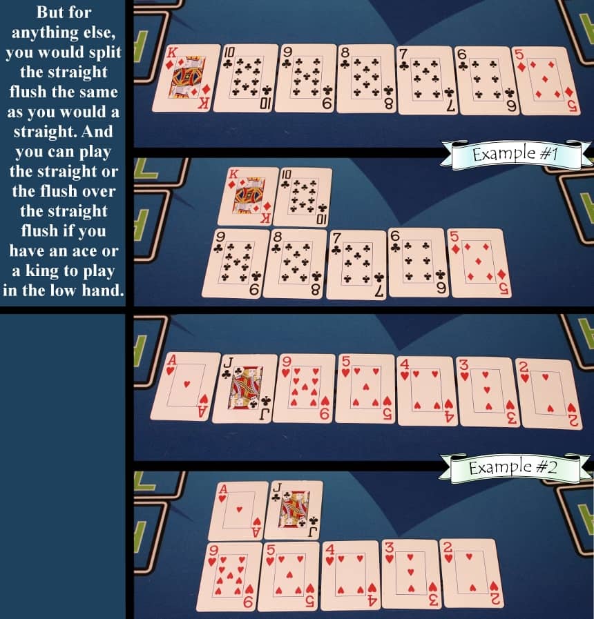 Pai Gow Poker house way straight flush split rule example