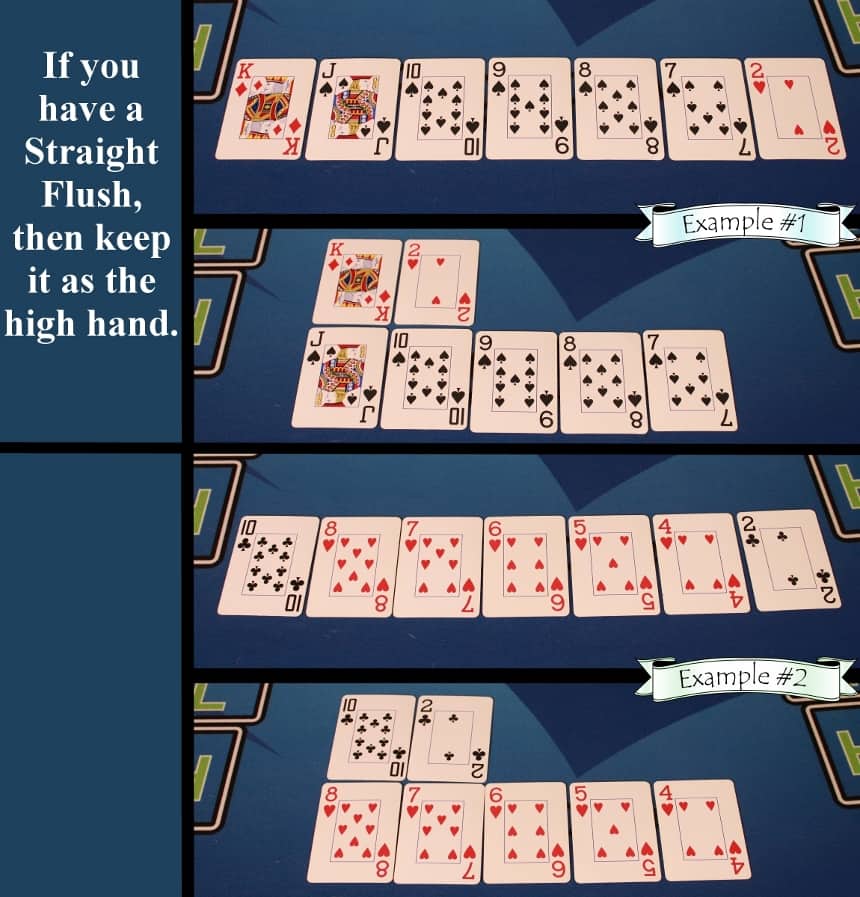 Pai Gow Poker house way straight flush example