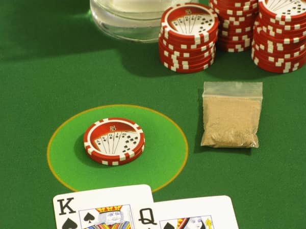 A dime bag of dirt is on the blackjack table A dime bag of dirt is on the blackjack table