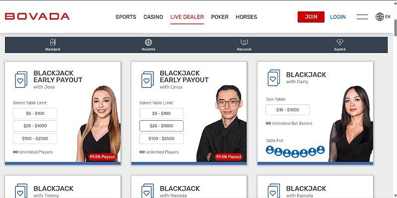 Screenshot of Bovada
